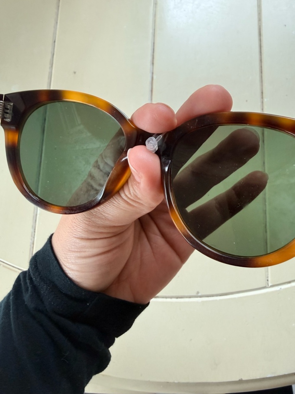 Celine Tortoiseshell Frame Sunglasses with Dark Green Lenses - Picture 6 of 8